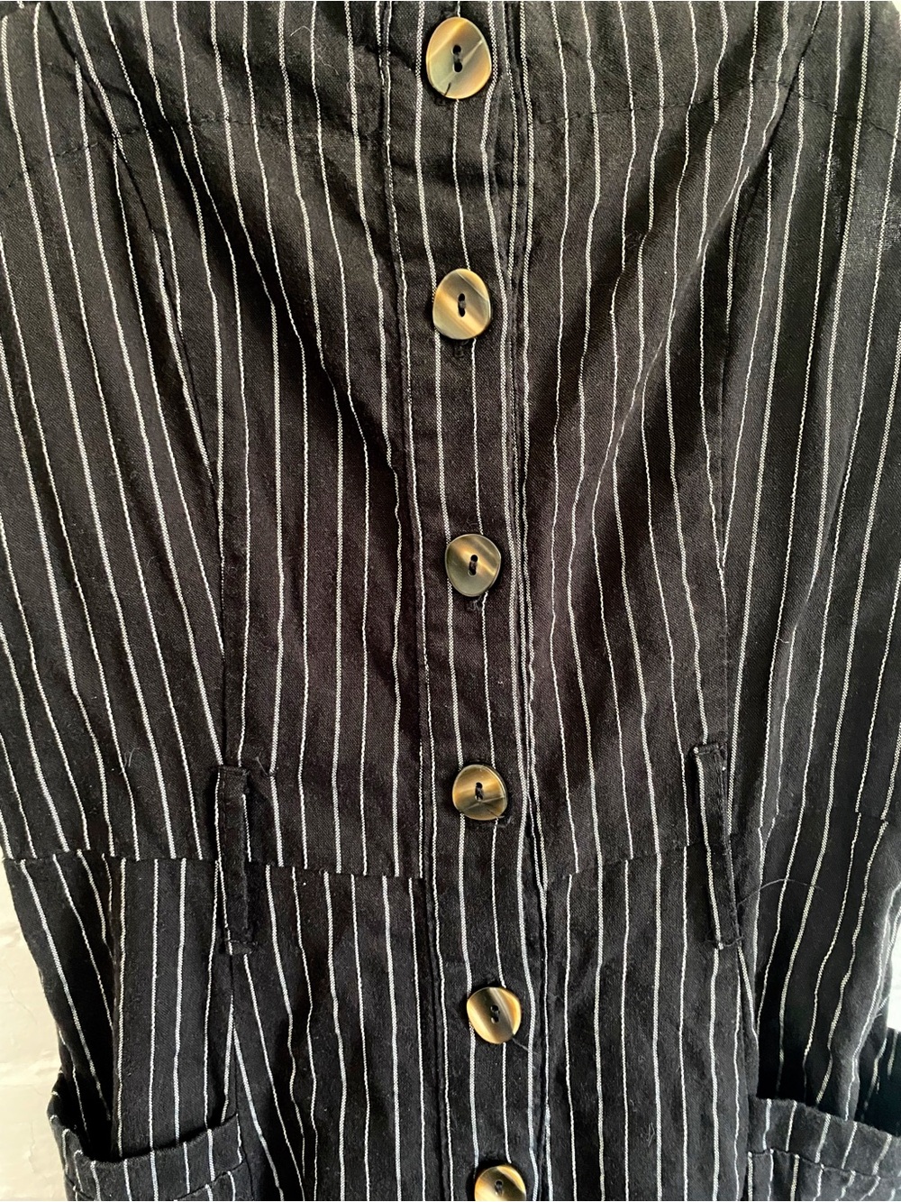 Striped Button-Front Jumpsuit - Picture 4 of 5